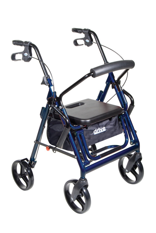 WALKER 4 WH HAND BR DUET TRANSPORT CHAIR BLUE