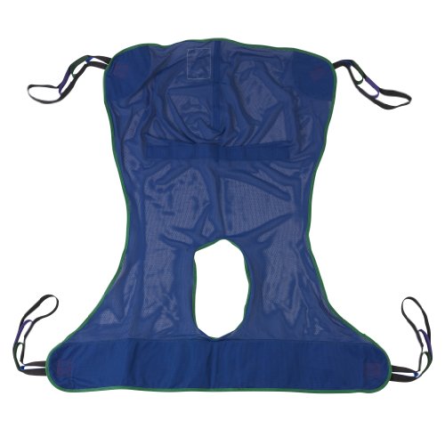 PATIENT LIFT SLING F/BODY MESH W/COMMODE LG