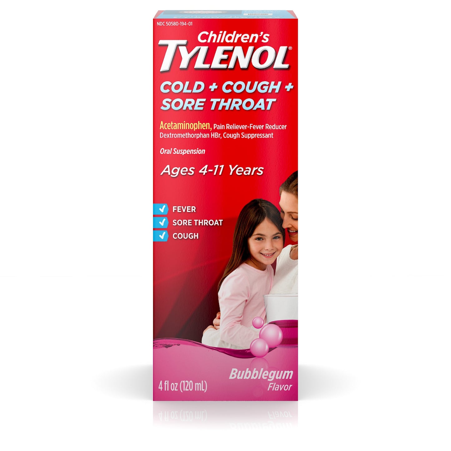 TYLENOL CHILD COLD+COUGH+SORE THROAT BGUM 4OZ