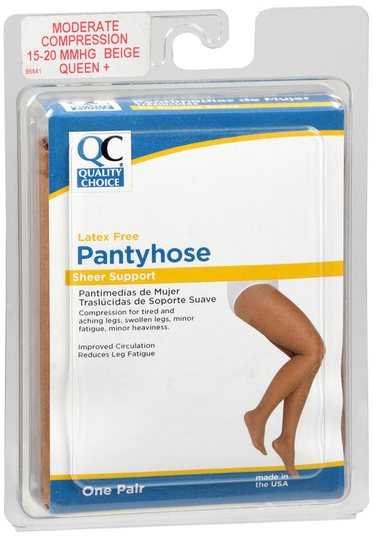 QC PANTYHOSE SHEER 15-20 BEIGE QUEEN PLUS