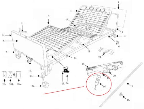 BED HAND CONTRL PENDANT F/DELTA FULL ELEC BED