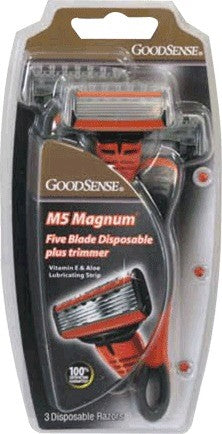 GS MAG FIVE BLADE & TRIM DISP RAZOR MEN 3 PK