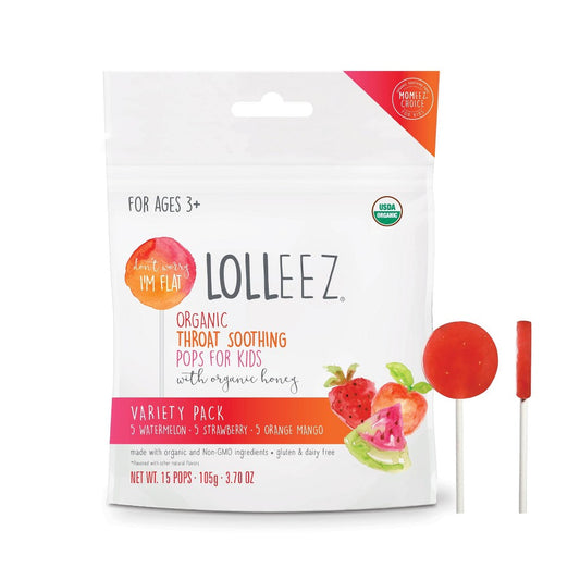 LOLLEEZ ORGANIC THROAT POPS FOR KIDS ASST 15